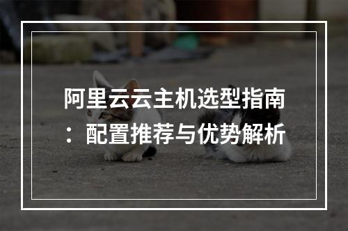 阿里云云主机选型指南：配置推荐与优势解析