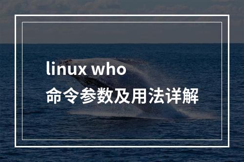 linux who命令参数及用法详解