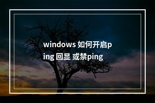 windows 如何开启ping 回显 或禁ping