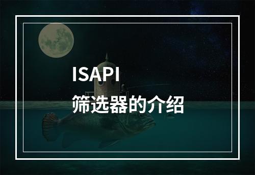 ISAPI 筛选器的介绍