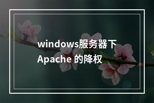 windows服务器下Apache 的降权