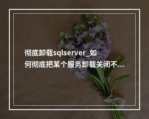 彻底卸载sqlserver_如何彻底把某个服务卸载关闭不再使用