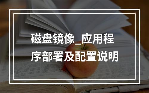 磁盘镜像_应用程序部署及配置说明