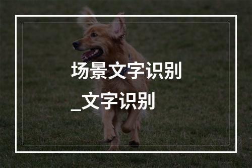 场景文字识别_文字识别