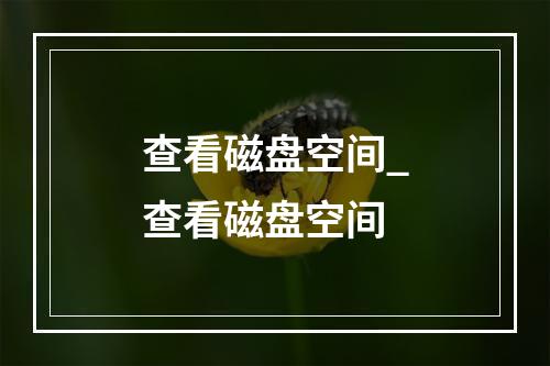 查看磁盘空间_查看磁盘空间