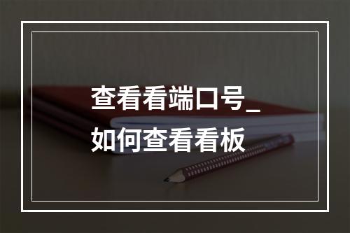 查看看端口号_如何查看看板