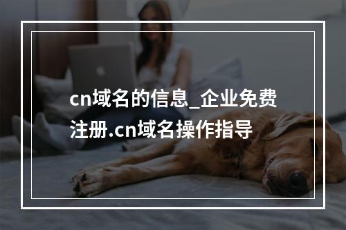 cn域名的信息_企业免费注册.cn域名操作指导