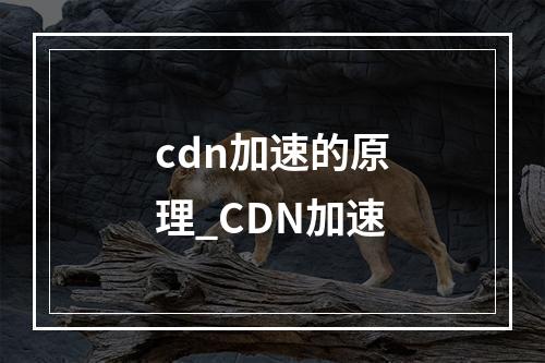 cdn加速的原理_CDN加速