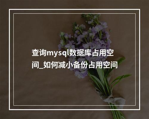 查询mysql数据库占用空间_如何减小备份占用空间
