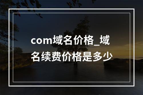 com域名价格_域名续费价格是多少