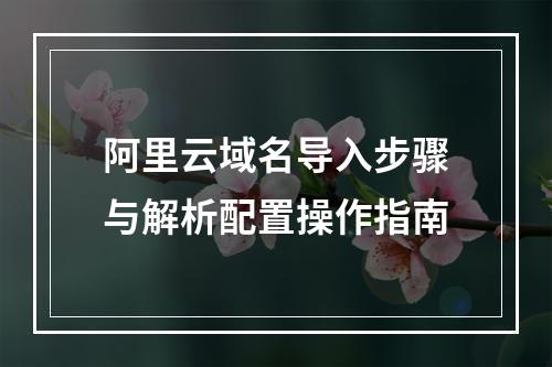 阿里云域名导入步骤与解析配置操作指南