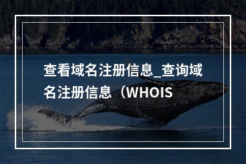 查看域名注册信息_查询域名注册信息(WHOIS