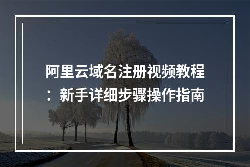 阿里云域名注册视频教程：新手详细步骤操作指南