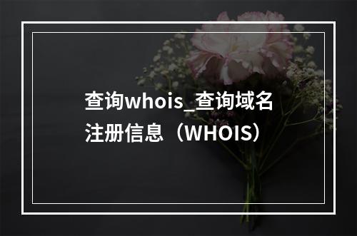 查询whois_查询域名注册信息(WHOIS)