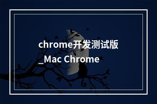 chrome开发测试版_Mac Chrome