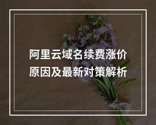 阿里云域名续费涨价原因及最新对策解析