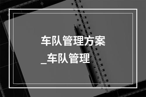 车队管理方案_车队管理