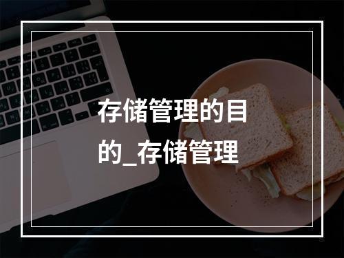 存储管理的目的_存储管理
