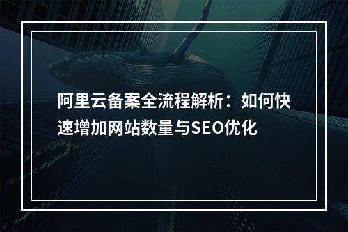 阿里云备案全流程解析：如何快速增加网站数量与SEO优化