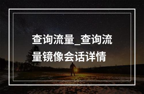 查询流量_查询流量镜像会话详情