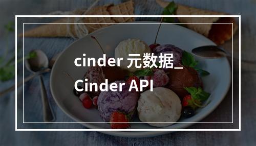 cinder 元数据_Cinder API