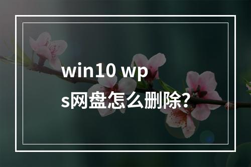 win10 wps网盘怎么删除?