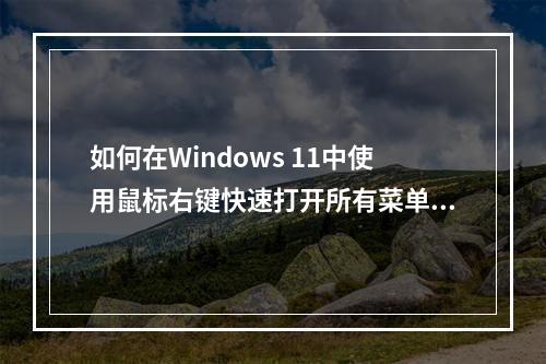 如何在Windows 11中使用鼠标右键快速打开所有菜单选项?