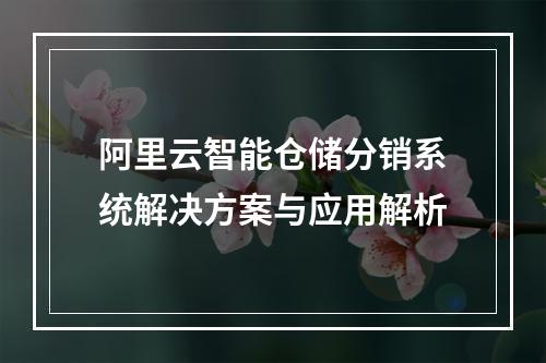 阿里云智能仓储分销系统解决方案与应用解析