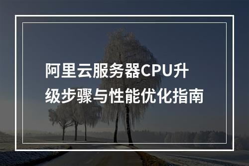 阿里云服务器CPU升级步骤与性能优化指南