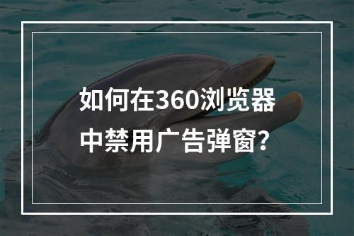 如何在360浏览器中禁用广告弹窗?