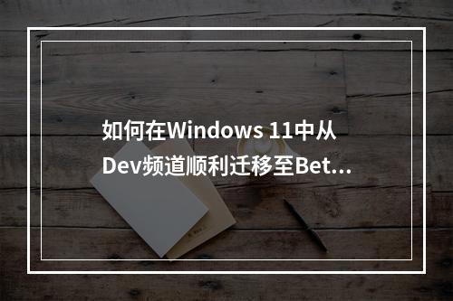 如何在Windows 11中从Dev频道顺利迁移至Beta频道?