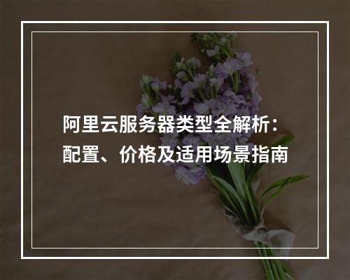 阿里云服务器类型全解析：配置、价格及适用场景指南
