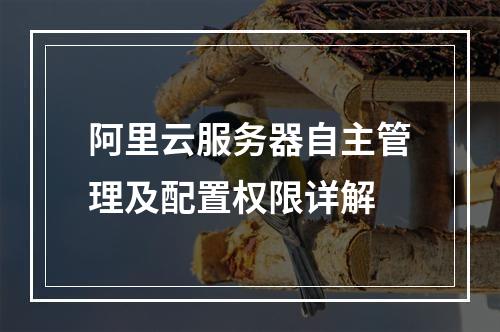 阿里云服务器自主管理及配置权限详解