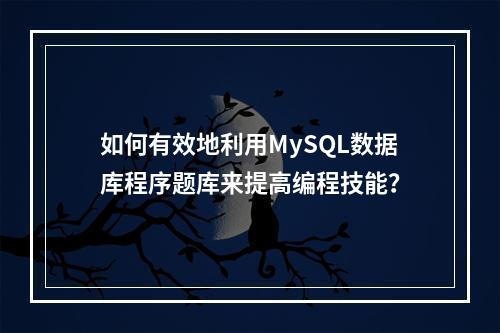如何有效地利用MySQL数据库程序题库来提高编程技能?