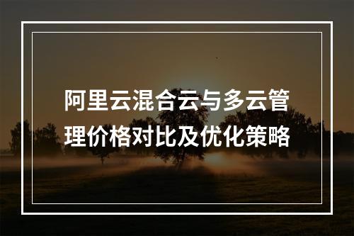 阿里云混合云与多云管理价格对比及优化策略