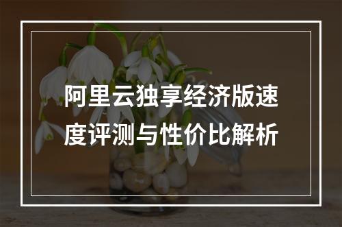 阿里云独享经济版速度评测与性价比解析