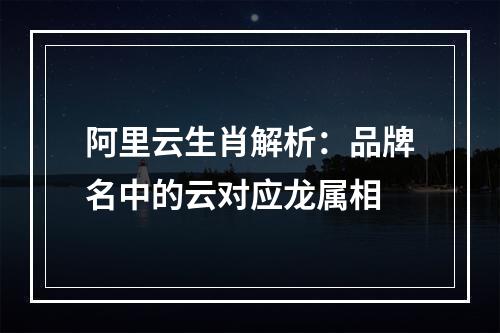 阿里云生肖解析：品牌名中的云对应龙属相