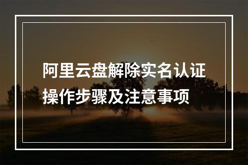 阿里云盘解除实名认证操作步骤及注意事项