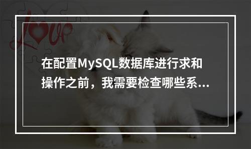 在配置MySQL数据库进行求和操作之前,我需要检查哪些系统要求和环境设置?