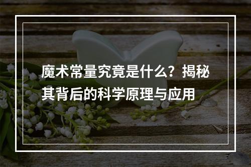 魔术常量究竟是什么?揭秘其背后的科学原理与应用