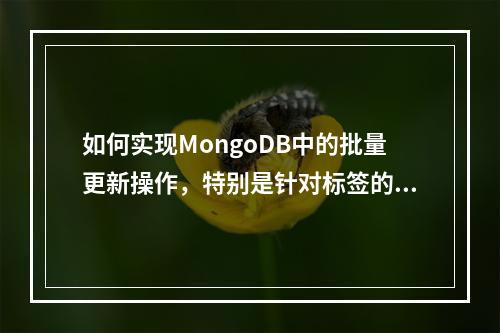 如何实现MongoDB中的批量更新操作,特别是针对标签的高效更新?