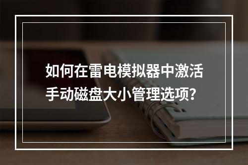 如何在雷电模拟器中激活手动磁盘大小管理选项?