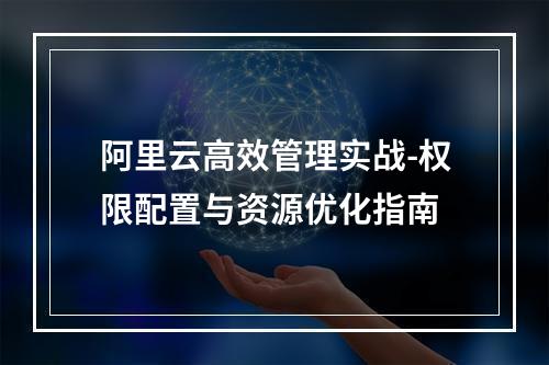 阿里云高效管理实战-权限配置与资源优化指南