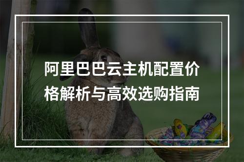 阿里巴巴云主机配置价格解析与高效选购指南