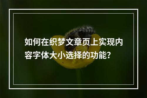 如何在织梦文章页上实现内容字体大小选择的功能?