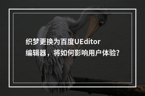 织梦更换为百度UEditor编辑器,将如何影响用户体验?
