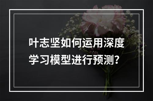 叶志坚如何运用深度学习模型进行预测?