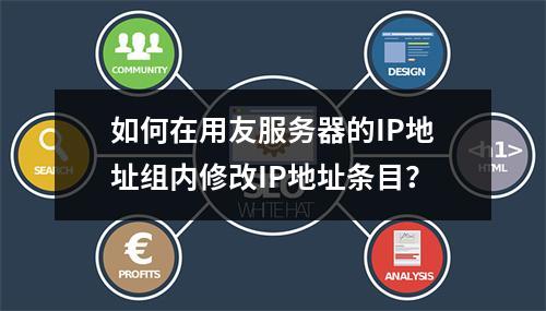 如何在用友服务器的IP地址组内修改IP地址条目?
