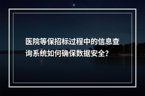 医院等保招标过程中的信息查询系统如何确保数据安全?