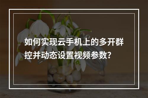 如何实现云手机上的多开群控并动态设置视频参数?